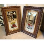 A pair of 19thC etched and painted mirrors in original oak frames.