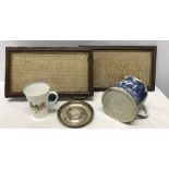 Miscellany including a dish with Turkish coin inset, Shelley mug with Mabel Lucie Attwell