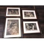 Four Edwardian oak framed prints, largest 51 h x 38cms w.