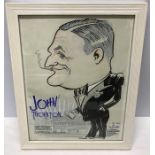 Framed caricature, John Thornton, well known Huddersfield electrical engineers, as seen by Spink,