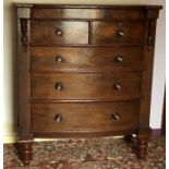 Victorian bow front mahogany chest of drawers.