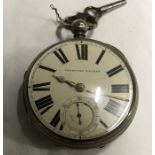 Silver cased pocket watch, London 1874, approx 147gms gross weight.
