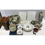 Various ceramics including KRM lithophanes, Carlton Ware, Rouge Royal ashtray, Hornsea coffee pot, E