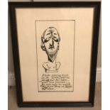 Erik Satie self portrait print. 74 x 55cms.