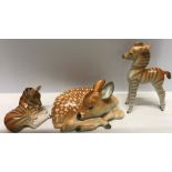 Three vintage Russian Lomonosov animal figures, 16.5cms tallest.