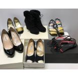 Six pairs of good quality ladies boots shoes and sandals including Charles Jordan, L.K. Bennett,