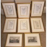 A set of 6 framed Ltd Edition prints, Beverley Minster Minstrel Carvings together with 2 framed