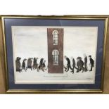 A gilt framed L.S. Lowry signed print. Signed lower right. 49cms x 72cms.