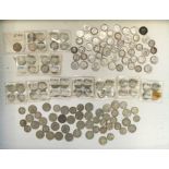 Collection of British pre 1919 silver 6d and threepence coins, approx 153gms and 1920 to 1947 6d and