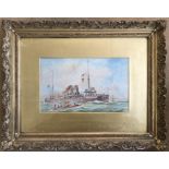 Gilt framed watercolour painting, Charles De Lacy 1911, Naval artist. ''The Chao Ho'' 21cms h x
