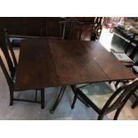 Early 19th century mahogany dining table, centre drop leaf table with two 'D' ends. 218cms extended,