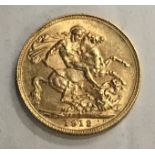 George V 1912 gold full sovereign.