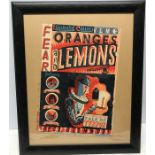 Framed Johnny Hannah poster print Ltd Edition 18/20, Oranges and Lemons, signed left. 49 x 39cms.