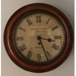 Mahogany cased wall clock, Andrew King 62 Market Place, Hull. 42cms w. 20cms face.