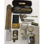 Albion Line vesta case S Y Midnight Sun 3 vintage lighters, early 20thC spectacles in case, Edward