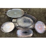 Six various silver plated trays.