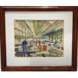 Framed pen and watercolour paintings signed Mr Pelling Jackson. Industrial scene, Iron Goods