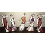 Five Royal Crown Derby The Classic Collection figures including Athena, Penelope x2, Persephone.