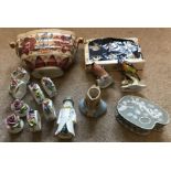 A mixed lot of ceramics to include Royal Worcester candle snuff 'Budge' and a Bullfinch. Royal