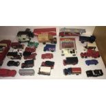 A large collection of Lledo, Matchbox, Corgi and other cars and transportation vehicles.