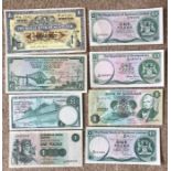 Eight assorted Scottish £1 banknotes. (8)