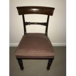 Set of six Regency bar backed dining chairs with readed leg, 1 leg a/f, 1 with loose back.