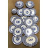 Coronaware, Hancock and Sons, Chantilly blue and white dinnerware comprising 20 pcs. 8 large