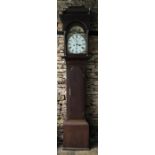 Oak cased longcase clock with painted dial. 232cms l.
