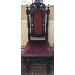 Continental 19thC carved high back chair.