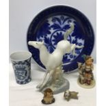 Miscellaneous ceramics to include Goebel figure, 2 wade figures, blue and white Dutch bowl,