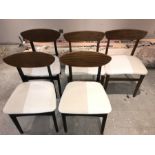 Five mid century dining chairs. 3+2