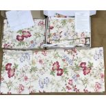 Laura Ashley Home, 2 pairs pencil pleat curtains, floral pattern. 1 pair 255cms w x 150cms l and 235