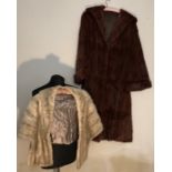 Musquash vintage fur coat with silver mink stole.