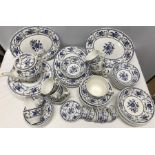 A large quantity of Indies pattern dinner and tea service by Johnson Bros including 6 oval plates, 9