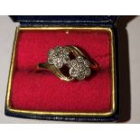 Diamond and 18 ct gold dress ring size L, 2.9gms total.