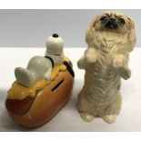 Doulton dog and a Snoopy money box (chip to front)