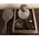Miscellany to include silver picture frame, jewelled egg, hobnail cut scent bottle with silver top