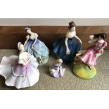 Five Royal Doulton figurines to include Summer HN 2086, Mary Had A Little Lamb HN 2048, The