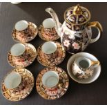 Royal Crown Derby Imari pattern coffee service, 6 x coffee cans and saucers, milk jug, basin and