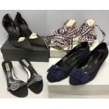 Four pairs of good quality ladies shoes including Gucci, size 38, Russell and Bromley, size 38, L.K.