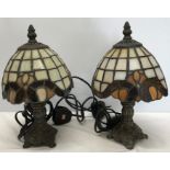 Pair of small Tiffany style table lamps.