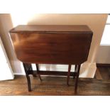Edwardian mahogany Sutherland table. 61 w x 75cms with leaves out.