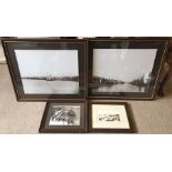 Two large and 2 small framed photo prints, 19thC River Humber Scenes inc Albert Dock, Hoss Wash
