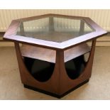 A G Plan coffee tabled with glass top made to convert to bijouterie table.