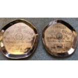 Two teachers Highland Cream Whiskey drinks trays, 22cms diameter approx.