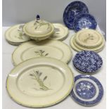 A quantity of Susie Cooper freesia pattern dinner plates, tureen etc, lid repaired and crazing to