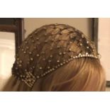 Various vintage costume to include 1920's bridal cap with wax bead decorating, 1920's paste/net