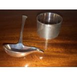 Silver spoon and napkin ring. 77.1gms.
