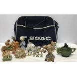 An assorted lot, BOAC travel bag to include Koala bear family, Lladro dog 'Daisa' and praying boy,