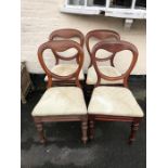 Four 19thC mahogany balloon backed dining chairs with drop in seats.